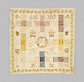 Embroidered darning sampler, Probably made at the Werk- en Leerschool, Amsterdam, Silk on cotton, Dutch