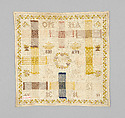 Embroidered darning sampler, Probably made at the Werk- en Leerschool, Amsterdam, Silk on cotton, Dutch