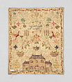 Sampler, Wool and silk on cotton canvas, Scottish