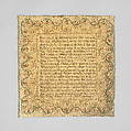Sampler, Silk on wool canvas, British