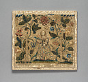 Picture with stumpwork embroidery, Silk and metal thread on silk, British