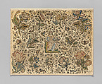 A lady in a garden, Silk on canvas, applied on satin, and metal thread, British
