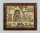 Picture with stumpwork embroidery, Silk and metal thread on silk, British