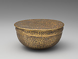 Bowl with cover, Brass inlaid with silver, Italian, Venice