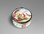Snuffbox with still life and parrots, Enamel on copper, British, possibly Birmingham