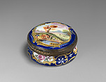 Patch box inscribed “Cent Delices, / pour un Supplice.” [One hundred delights for one torture], Enamel on copper; mirror glass, British, possibly South Staffordshire, possibly Bilston