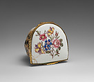 Bonbonnière in the form of a cat's head, Enamel on copper, British, possibly South Staffordshire, possibly Birmingham