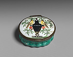 Patch box, Enamel on copper; mirror glass, British, possibly Bilston