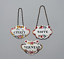Three bottle tickets, Enamel on copper, British, possibly South Staffordshire, possibly Birmingham