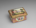 Snuffbox inscribed “L'Amour Vainqueur” [Love Conquers], Enamel on copper, British, South Staffordshire