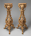 Pair of tripod candlestands or torchères, Thomas Chippendale (British, baptised Otley, West Yorkshire 1718–1779 London)  , after a manuscript design, Carved and gilded wood (pine?), British