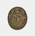 Carthusian seal stamp with depiction of St. Bruno and St. Antony of Padua, Bronze, Italian, Padua