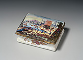 Snuffbox with harbor scene, Enamel on copper, British, South Staffordshire