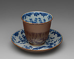 Beaker and saucer, Hard-paste porcelain, Chinese, for European market