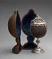 Wedding Cup in case, Robert Hennell III (British, 1794–1868), Silver, coconut; leather, blue silk, base metal, British, London