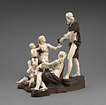 Resting Wanderers, Attributed to Simon Troger (German, 1683–1768), Historic ivory, fruitwood, glass, Southern German
