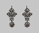 Pair of earrings, Silver, diamonds, Portuguese or Spanish