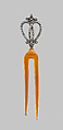Hairpin, Gold, diamonds, shell, French