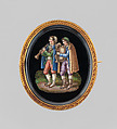 Brooch (part of a set), G.L. Barberi, Gold, glass micromosaic, onyx (?), Italian, Rome