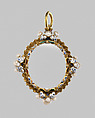 Frame pendant, Gold, enamel, pearls, Northern German or Dutch