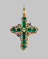 Pendant, Gold, enamel, emeralds, diamonds, beryl, Italian, probably Sicily