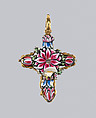 Pendant, Gold, enamel, emeralds, diamonds, beryl, Italian, probably Sicily