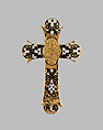 Reliquary crucifix pendant, Gold, enamel, pearls; hair, Russian or Spanish