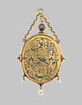 Imitation second-quarter-seventeenth-century medallion with miniature, Gold, enamel, pearls; oil on copper, European