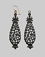 Pair of earrings (part of a set), Iron, German