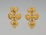 Pair of earrings, Gold, diamonds, Portuguese