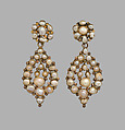 Pair of earrings, Gold, pearls, possibly French