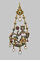 Sixteenth-century-style pendant, Gold, enamel, jewels, Imitation German or Italian