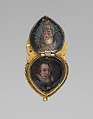 Locket with key, Gilt copper, enamel, probably French