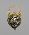 Locket with key, Gilt copper, enamel, probably French