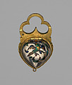 Locket with key, Gilt copper, enamel, probably French