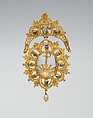 Pendant with chain, Gold, diamonds, crystals, pearls, Spanish