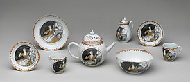Teapot with portrait of a woman (part of a service), Hard-paste porcelain with enamel decoration and gilding, Chinese, possibly for Dutch market