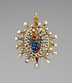 Pendant, Gold, enamel, pearls, probably Spanish or Mexican