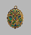 Locket, Gold, partly enameled; rock crystal, probably French