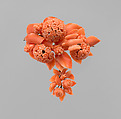 Brooch with pendant (part of parure), Coral and gold, Italian, Naples
