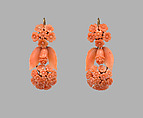 Earring (part of parure), Coral and gold, Italian, Naples