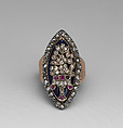 Ring, Gold, silver, diamonds, rubies, glass, French