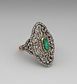 Ring, Emerald, diamonds, gold, silver, French, Paris