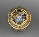Lidded beaker, Georg Lorenz Warnberger (German, master 1714), Gilded silver, painted enamel on copper, agate, German, Augsburg