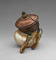 Covered container, Green Turban shell, copper, Indian, Gujarat