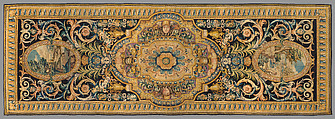 Carpet with landscapes, Savonnerie Manufactory (Manufactory, established 1626; Manufacture Royale, established 1663), Knotted and cut wool pile (Ghiordes knot), French, Paris