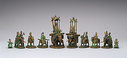 Chessmen (32 pieces), Ivory, Indian