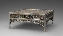Chess table, Jade, jasperite, brass, steel, Indian