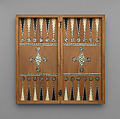 Box-board for chess and backgammon, Wood, ivory, silver, Indian