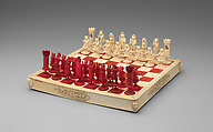 Chess set, Ivory, wood, German, Erbach, Hesse-Darmstadt